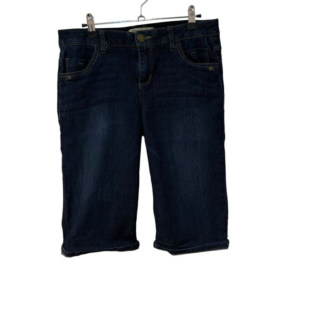 Democracy Womens Ab-solution Whiskered Bermuda Shorts Size 6 Dark Wash 14”